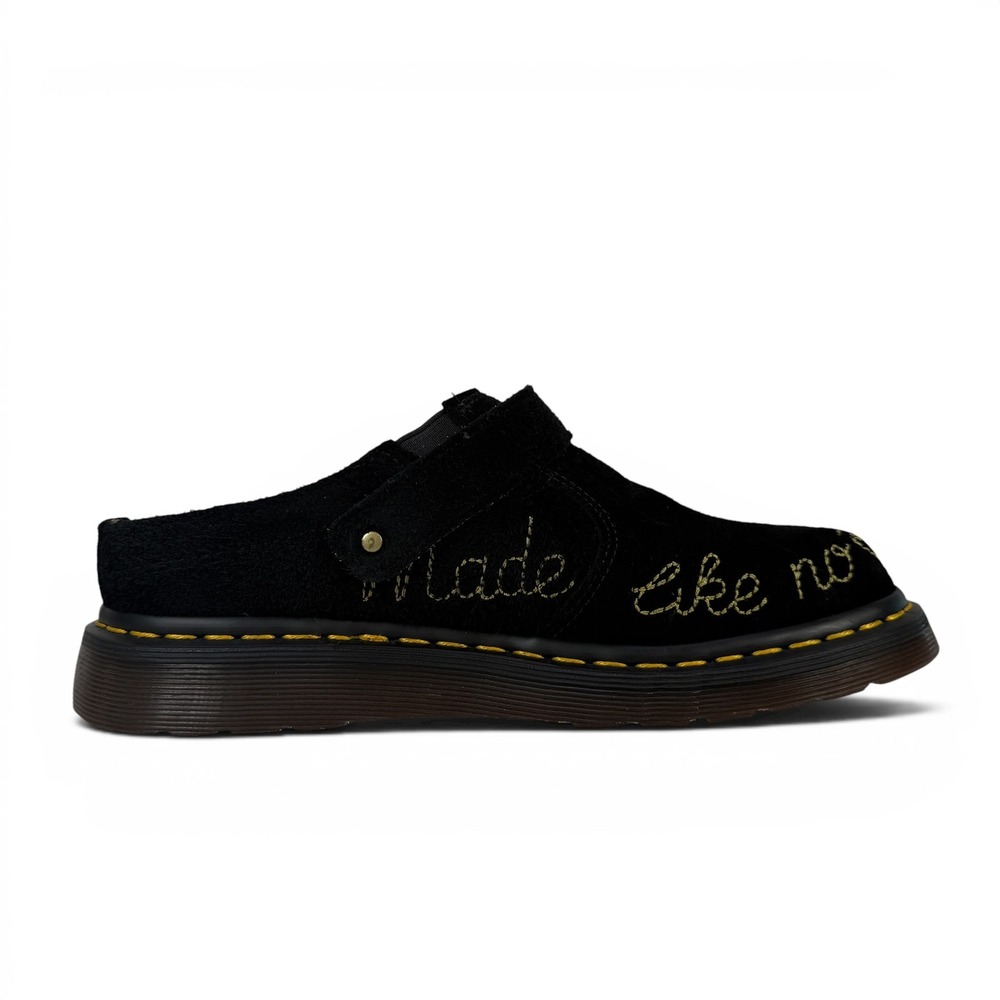 Dr Martens Isham Mule Clogs Womens 8 EU39 Black Suede Embroidered Rare - Picture 5 of 14